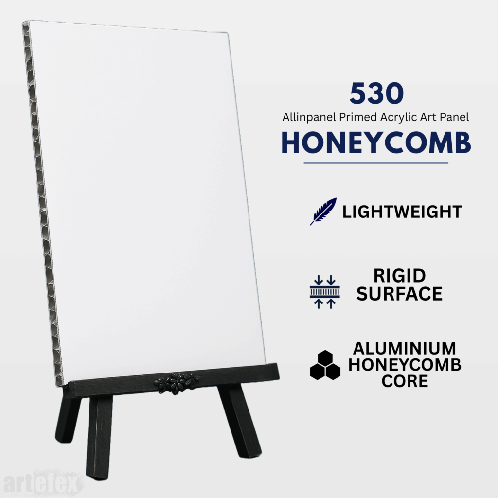 Artefex 530 Primed Acrylic Panel – Lightweight and rigid honeycomb design with smooth primed surface for acrylics