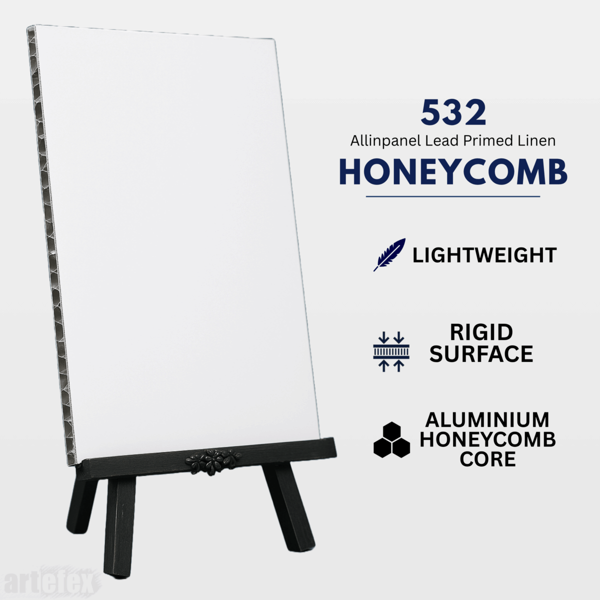Artefex 532 Lead Primed Linen Honeycomb Panel – Durable art panel with aluminum honeycomb core and traditional lead-primed linen surface