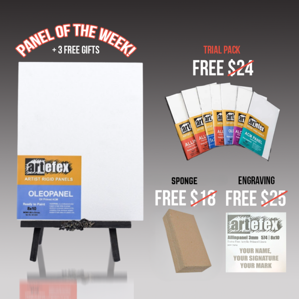 411 Smooth –  Artefex Oil-Primed Art Panel – Oleopanel (Lead Oil)  | 18x24" | 3mm | Panel of The Week